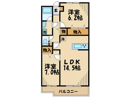 パルティール(2LDK/2階)の間取り写真