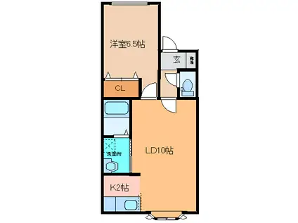 DEARIII(1LDK/2階)の間取り写真