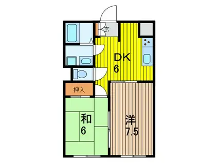 テラオハウスⅢ(2DK/2階)の間取り写真