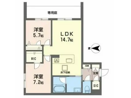 シャーメゾン ルクール(2LDK/1階)の間取り写真