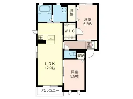 アンビエラ柏 II棟(2LDK/2階)の間取り写真