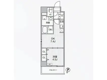 アリビス東十条(1DK/8階)の間取り写真