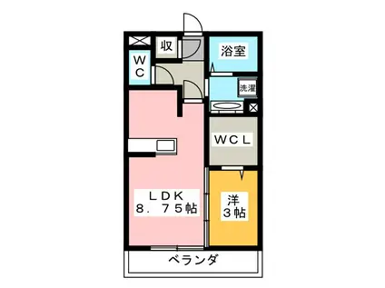 MY TIARA(1LDK/1階)の間取り写真