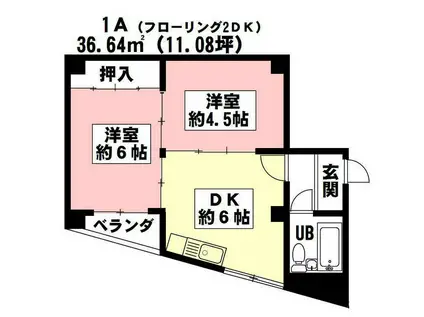 堀壹ビル(2DK/1階)の間取り写真
