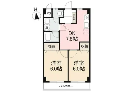 ライスワン(2DK/3階)の間取り写真