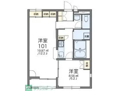 レオパレスラ グレージュ 33391(1LDK/1階)の間取り写真