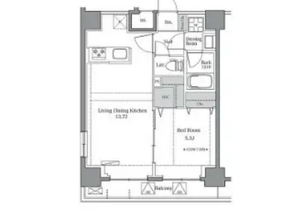 BLUROCK東品川(1LDK/3階)の間取り写真