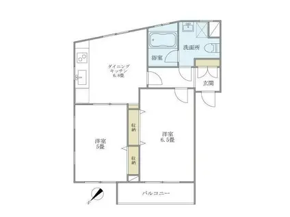 WELLHOUSE東大井(2DK/1階)の間取り写真