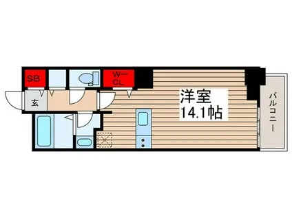 ロイヤルパークスタワー南千住(ワンルーム/13階)の間取り写真