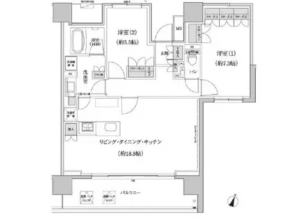 パークハビオ渋谷本町レジデンス(2LDK/11階)の間取り写真