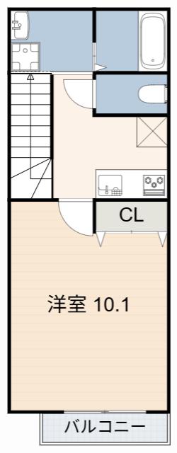 アムール サヴァ(1K/2階)の間取り写真