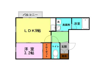 セリーヌ南高江(1LDK/1階)の間取り写真