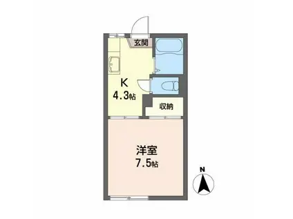 レジデンス樹(1K/1階)の間取り写真