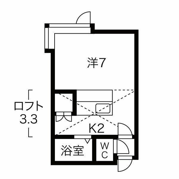 リストワール札幌北(1K/2階)の間取り写真