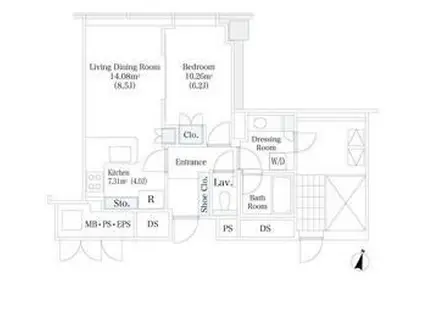 ラ・トゥール芝公園II(1LDK/26階)の間取り写真