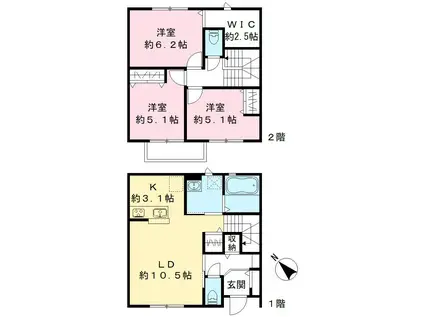ベルフィーヌ イースト(3LDK/1階)の間取り写真