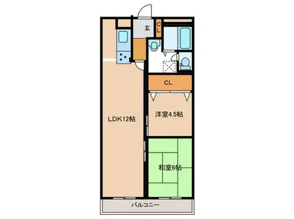 シャルマンコーポ明石2号館(2LDK/5階)の間取り写真