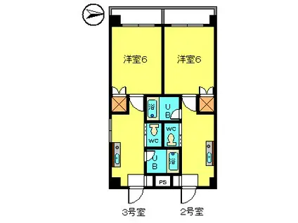 長庄ビル(1K/6階)の間取り写真