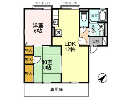 サティ宝殿(2LDK/1階)の間取り写真