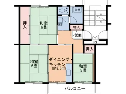 UR泉南一丘(3DK/3階)の間取り写真