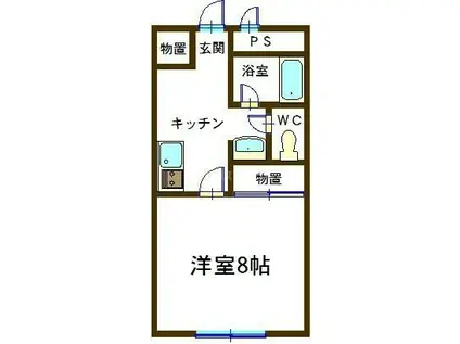 ビュウビレッヂ轟(1K/4階)の間取り写真