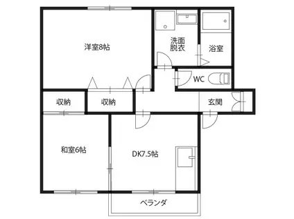 ピース・モアナB(2DK/2階)の間取り写真