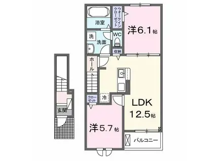 根木内アパート(2LDK/2階)の間取り写真