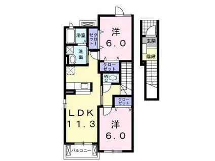 エルボスケN(2LDK/2階)の間取り写真