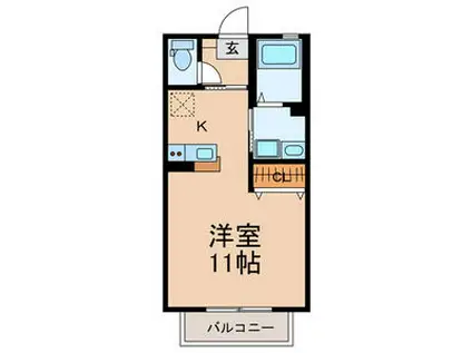 グレースUEMURA(ワンルーム/1階)の間取り写真