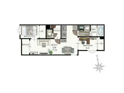 REGALEST東照宮南(2LDK/2階)の間取り写真