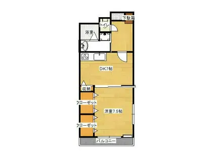 横田商事第6ビル(1DK/1階)の間取り写真