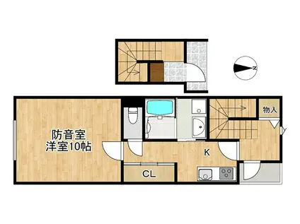 VESSELL堤町(1K/2階)の間取り写真