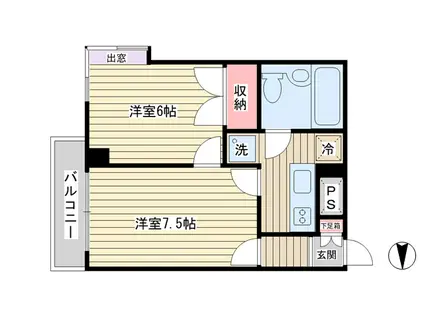 Kフラット(2K/3階)の間取り写真