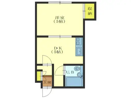 エコーハイツ(1DK/3階)の間取り写真