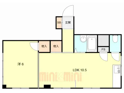 山脇ビル(1LDK/3階)の間取り写真