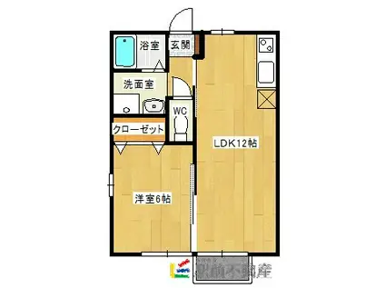 ハーベスト壱番館(1LDK/2階)の間取り写真