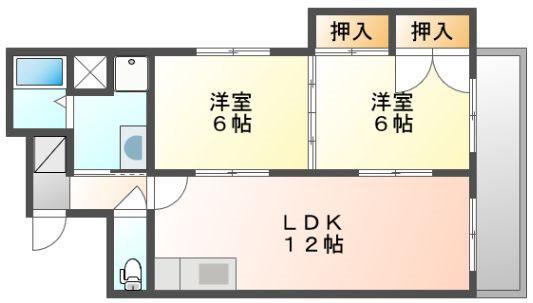 第二大興ビル(2LDK/3階)の間取り写真