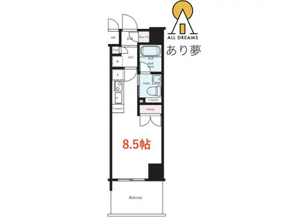 プレール・ドゥーク横浜サウス MAISON LOIRE(ワンルーム/6階)の間取り写真