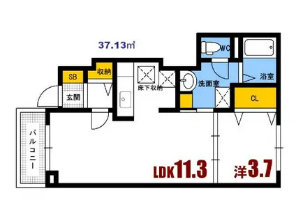 ラ・サリータ (1LDK/1階)の間取り写真
