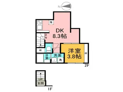 CIEL ONE(1DK/2階)の間取り写真