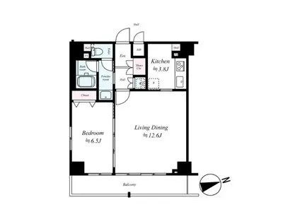 エスリード芝浦ベイサイド(1LDK/9階)の間取り写真