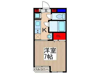増尾マンション(1K/2階)の間取り写真