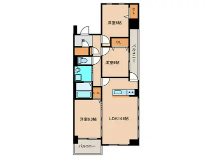 WEBER・D(3LDK/4階)の間取り写真