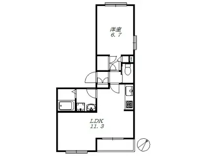 エスプラザ(1LDK/1階)の間取り写真