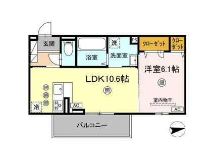グランツェーレ鷹辻(1LDK/2階)の間取り写真