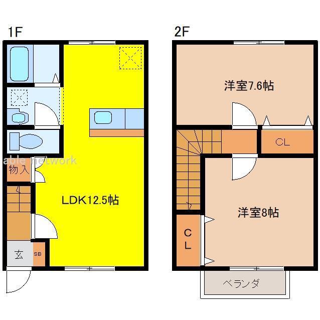 ハイランド白銀アネックス(2LDK/1階)の間取り写真