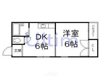 カヤビル(1DK/4階)の間取り写真