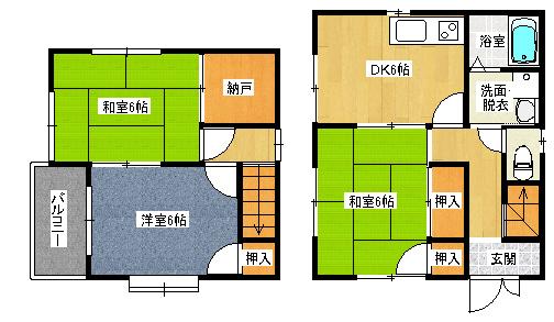 ネオウェーブ山手(3SDK/1階)の間取り写真