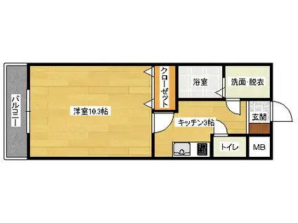 クオリテイハイムK(1K/2階)の間取り写真