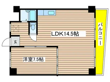 鈴木ビル(1LDK/4階)の間取り写真